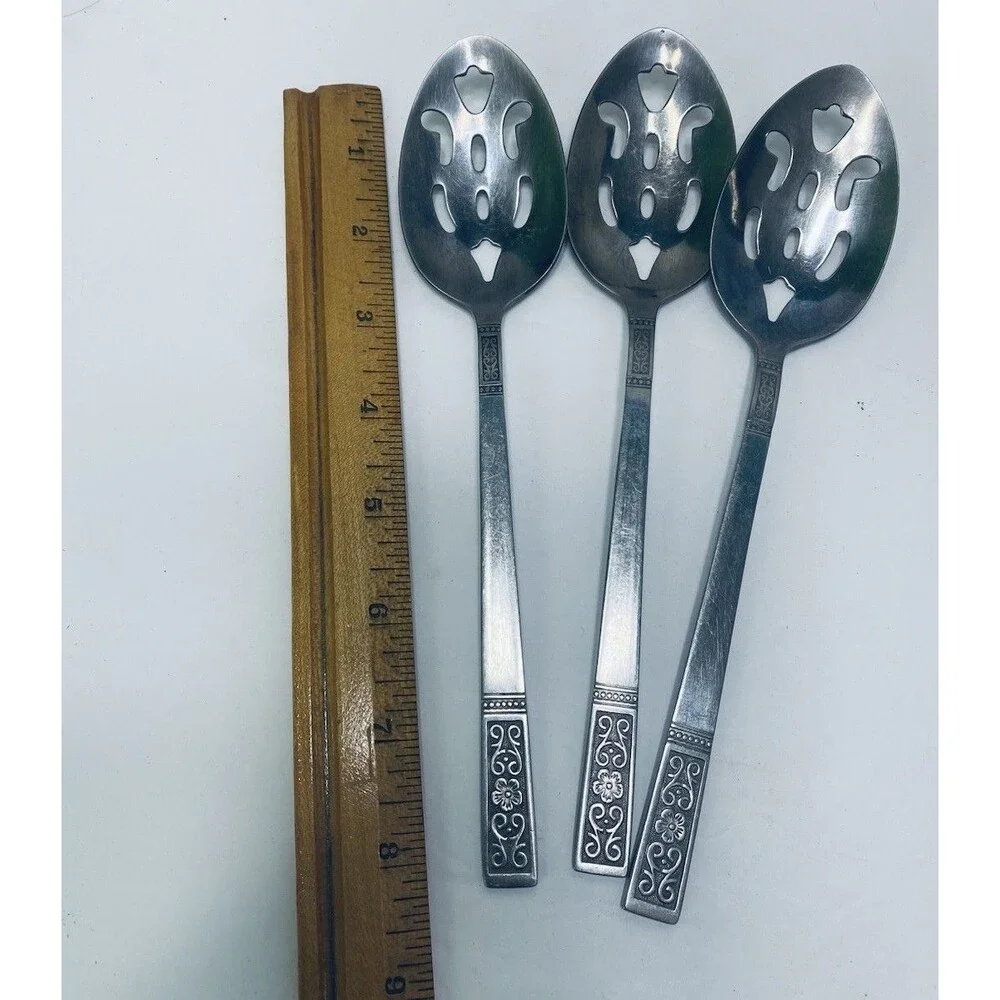 3 Slotted Serving Spoons NST79 NATIONAL STAINLESS Flatware